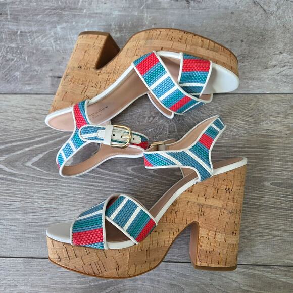 Kate Spade New York Grace Raffia Cork Platform Heels Womens Size 8 Sandal - Picture 7 of 15